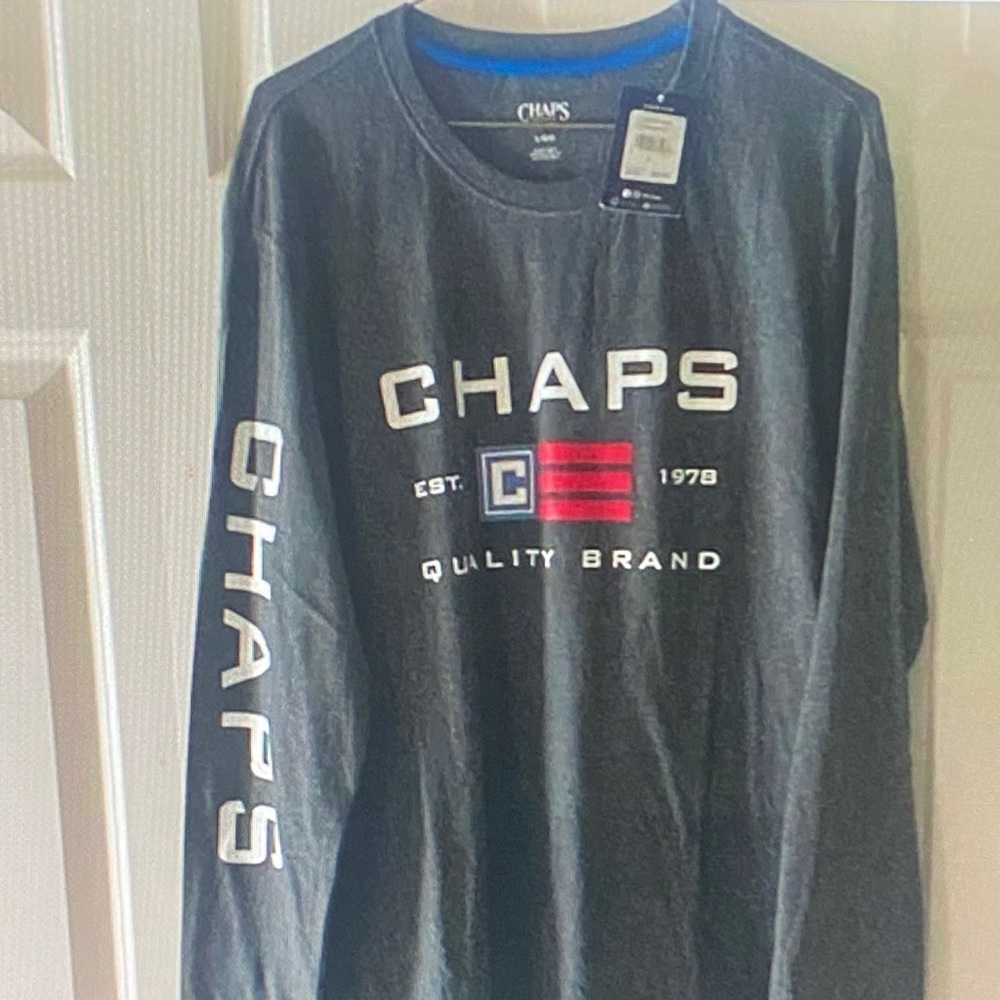 Chaps Men's Charcoal Long Sleeve Tee